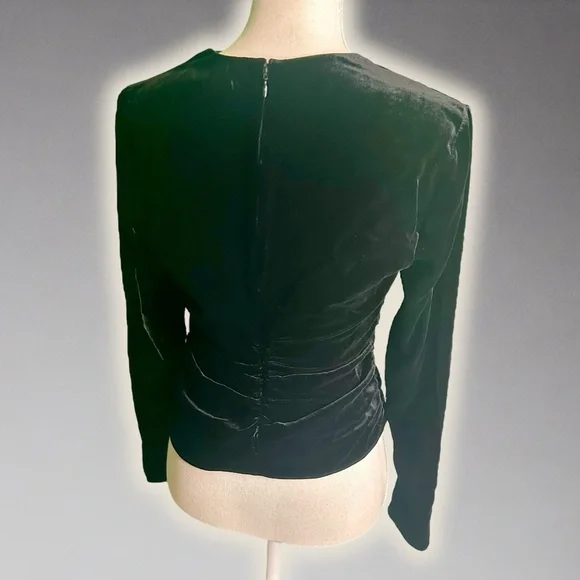NWT Veronica Beard Black ‘Pelona’ Velvet Ruched Long Sleeve Top Size 2 - Picture 13 of 16